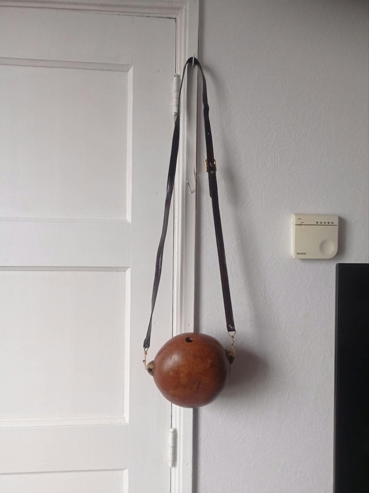 Vintage Kokosnoot Flessenhouder Jaren '50, Ophalen of Verzenden