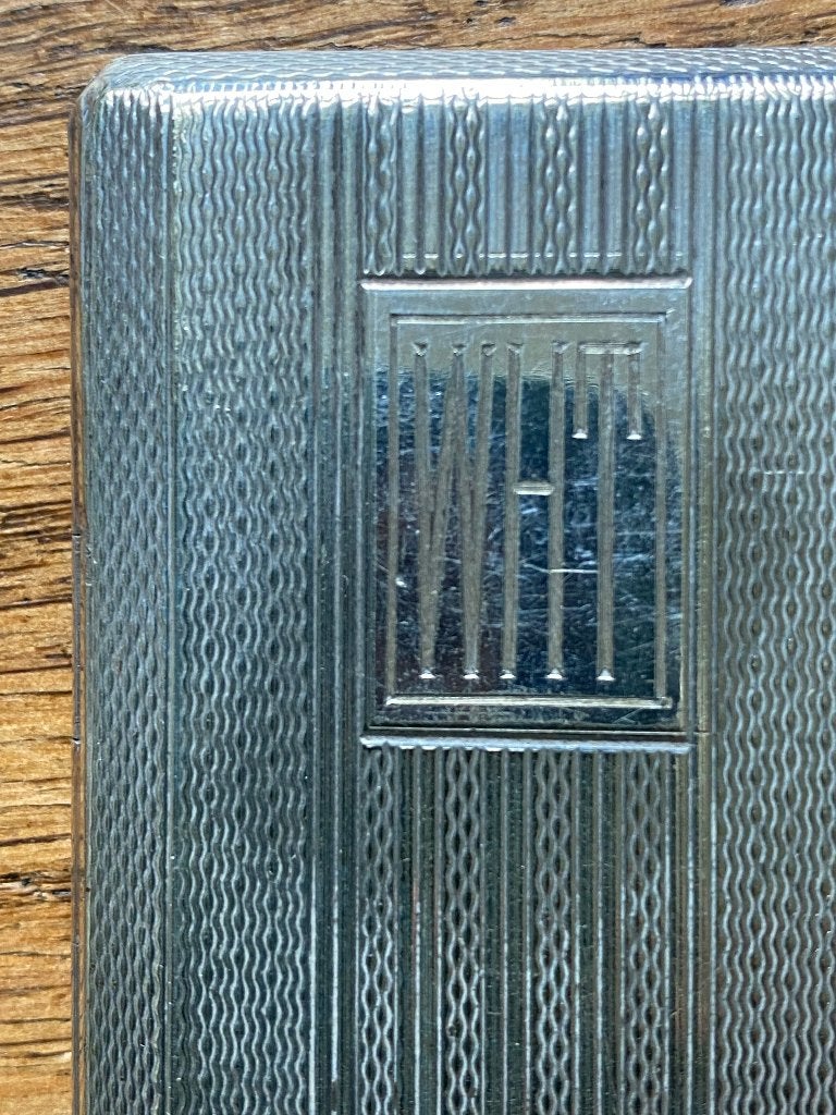 Verzilverde Art Deco sigarettendoos / visitekaartjes doosje., Antiek en Kunst, Ophalen of Verzenden, Zilver