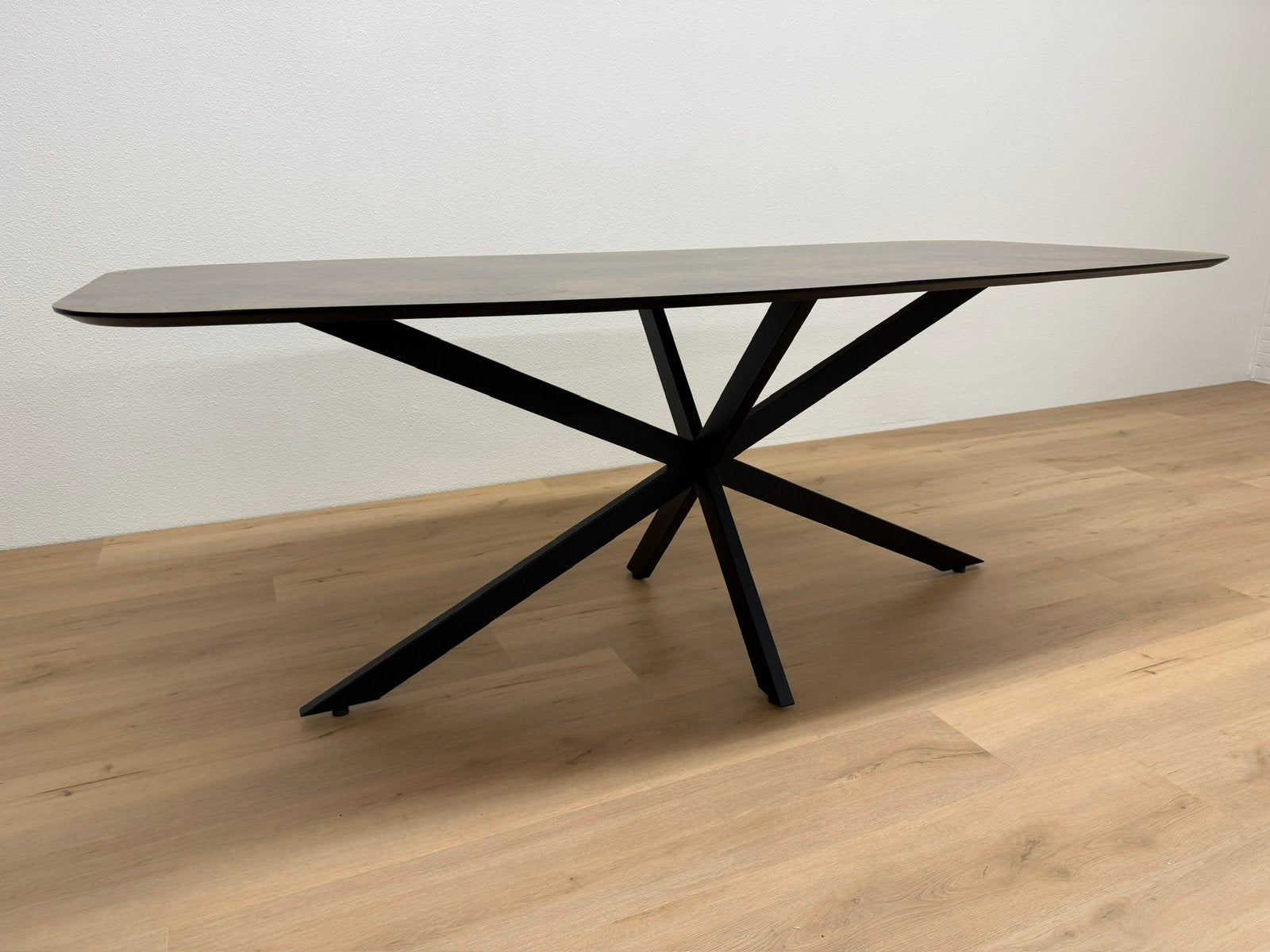 Deens ovale eettafel 200x100 - Roest HPL - Direct Leverbaar, Huis en Inrichting, 100 tot 150 cm, 200 cm of meer, Ophalen of Verzenden