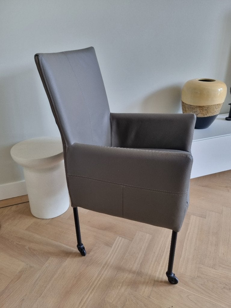 Prachtige lederen stoel, fauteuil of bureaustoel, als nieuw, Ophalen, Bruin, Leer, Zo goed als nieuw