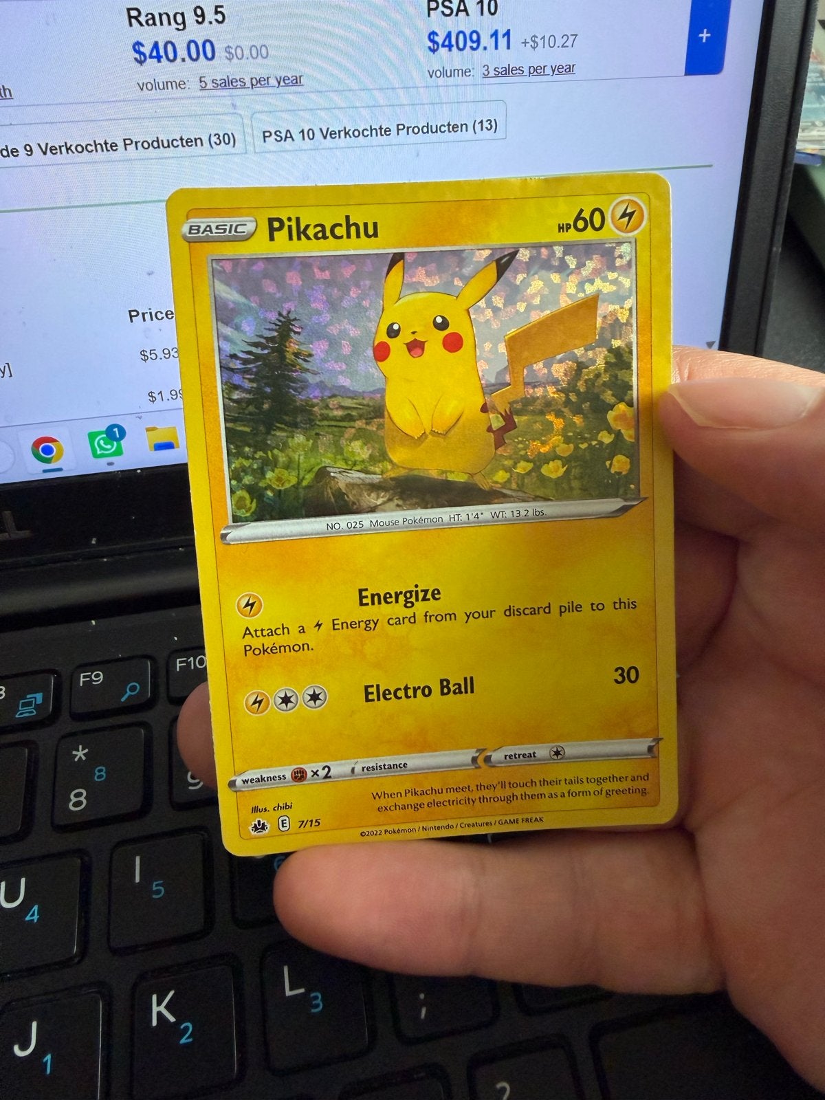 Pikachu Pokémon kaart - Basic - Foil, Ophalen of Verzenden, Zo goed als nieuw, Losse kaart, Foil