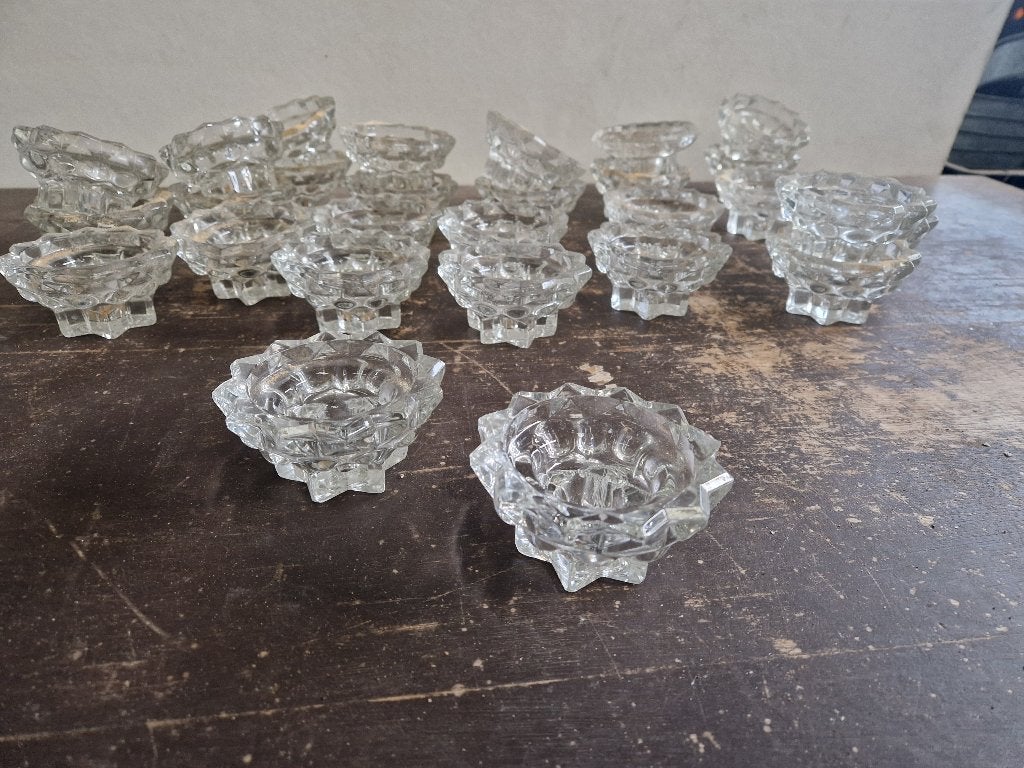 Brocante glazen kandelaars Gouda 27 stuks €1,50 p.st., Antiek en Kunst, Ophalen of Verzenden, Glas
