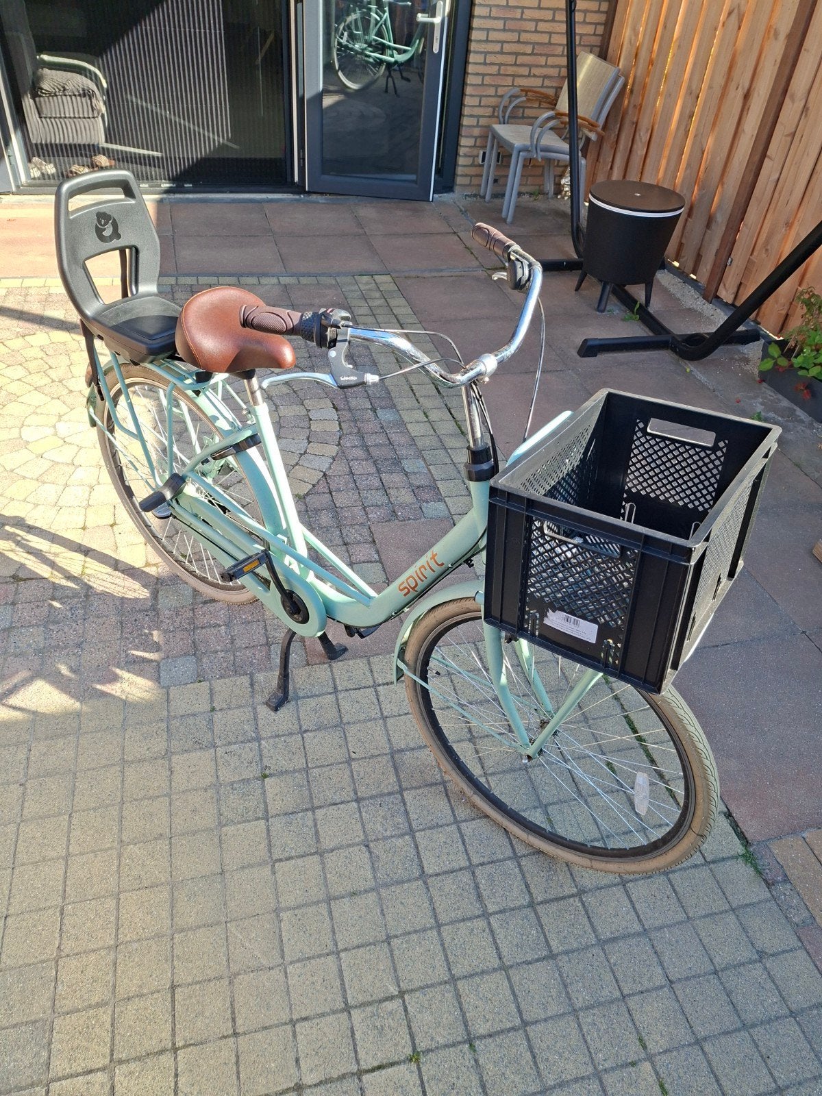 Spirit Damesfiets met 3 versnellingen, krat en kinderzitje, Ophalen, Gebruikt, Overige merken, Versnellingen