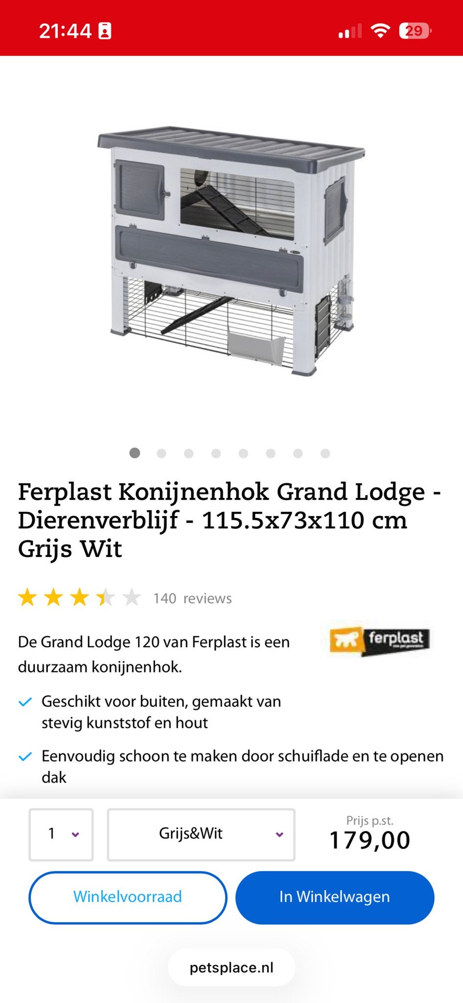 Ferplast konijnenhok, Dieren en Toebehoren, Ophalen, Zo goed als nieuw, Overige typen
