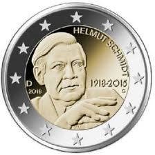 2 Euro Duitsland 2018 UNC - Helmut Schmidt, Postzegels en Munten, Verzenden, Duitsland, 2 euro, Losse munt