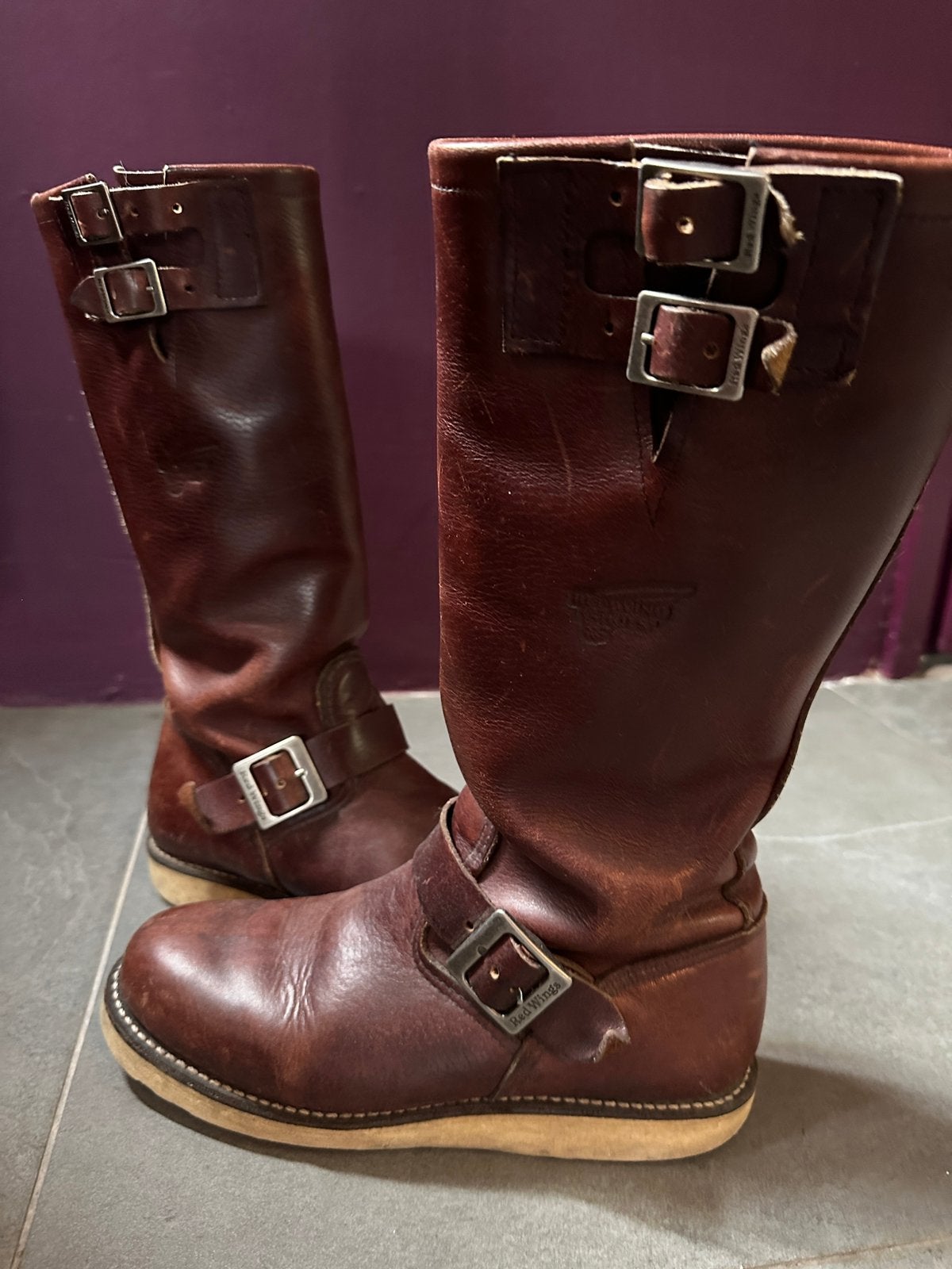 Goede staat Red Wing 2987 Leather Biker/Engineer Boots 38.5, Hoge laarzen, Bruin, Ophalen of Verzenden, Gedragen