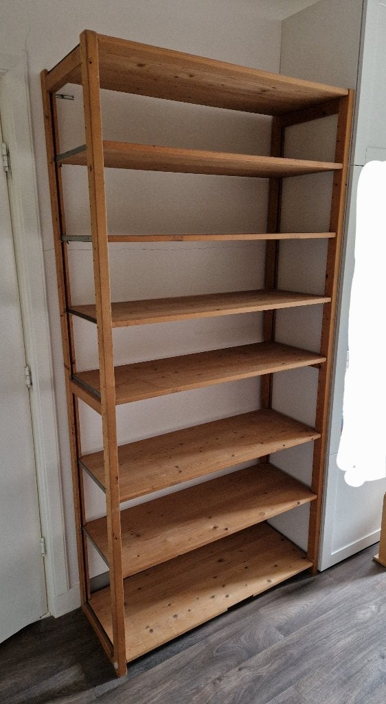 Lundia kast boekenkast blank hout grenen 206cm hoog 8x plank, Ophalen, Met plank(en), Gebruikt, 100 tot 150 cm
