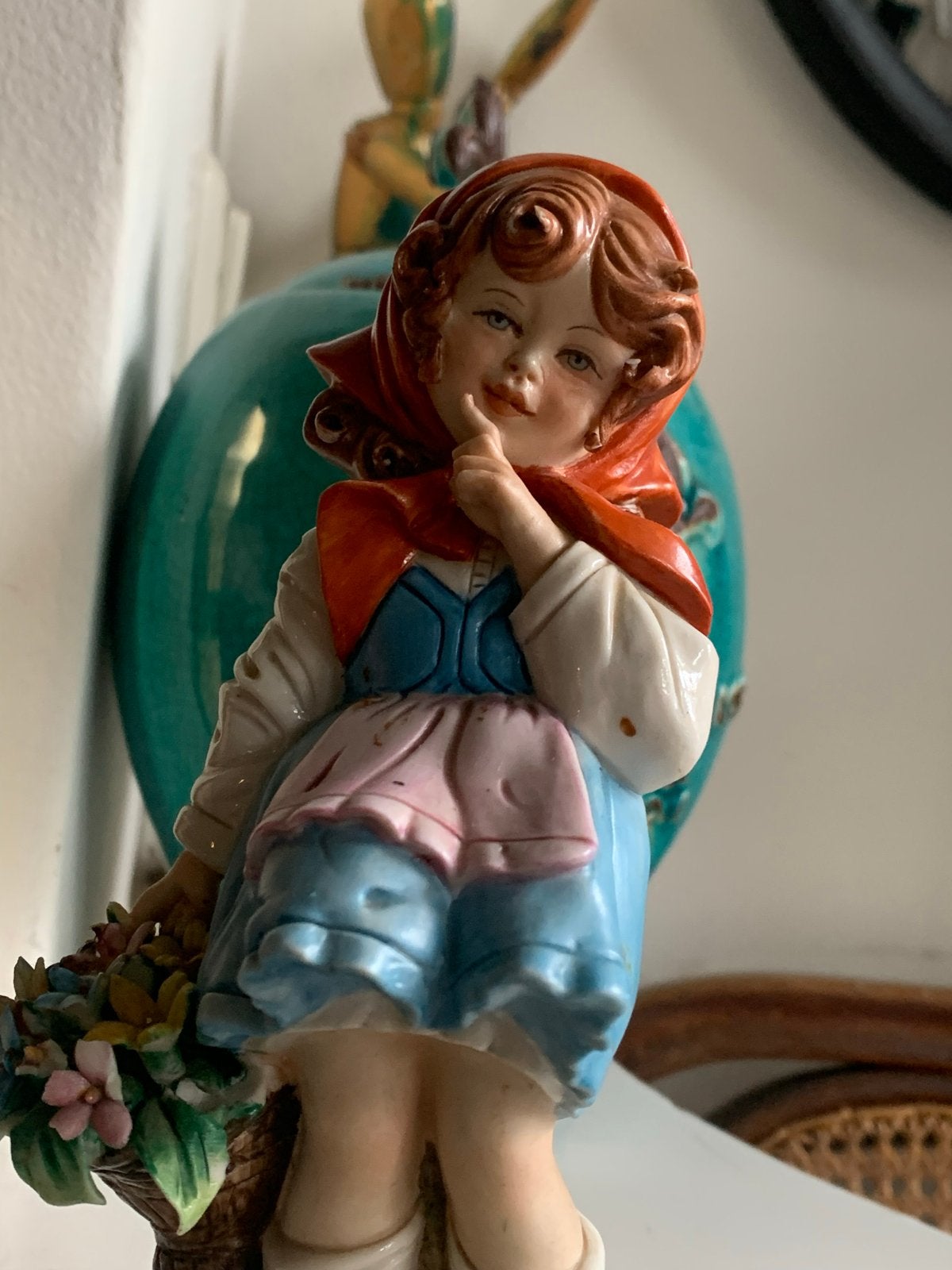 Vintage King's Porselein Beeldje - Meisje met Bloemenmand, Ophalen of Verzenden