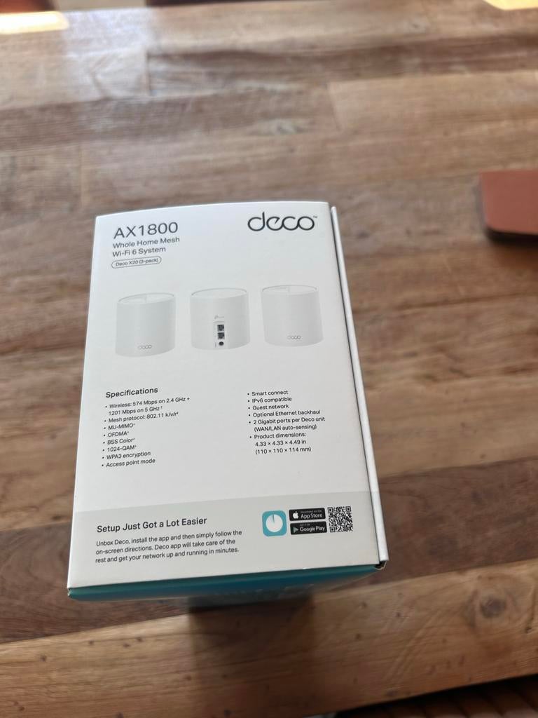 TP-Link Deco X20 AX1800 Mesh Wifi Systeem (3-pack) Nieuw, Ophalen of Verzenden, Nieuw, Router