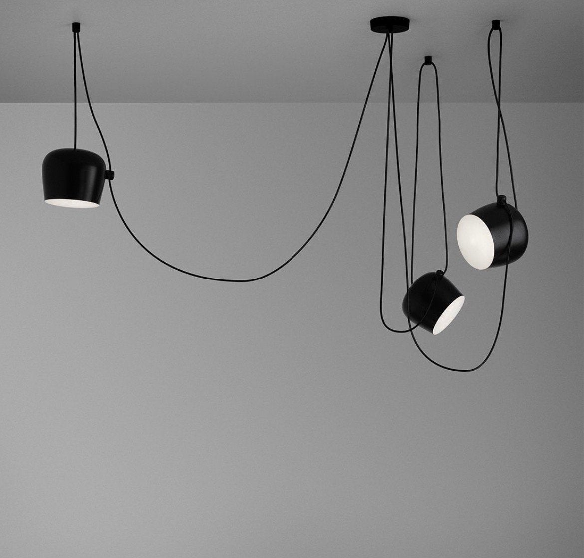 Flos Aim Multiplex LED Hanglamp medium - Zwart, 3 lampen, Ophalen, Zo goed als nieuw, Metaal, Overige fittingen