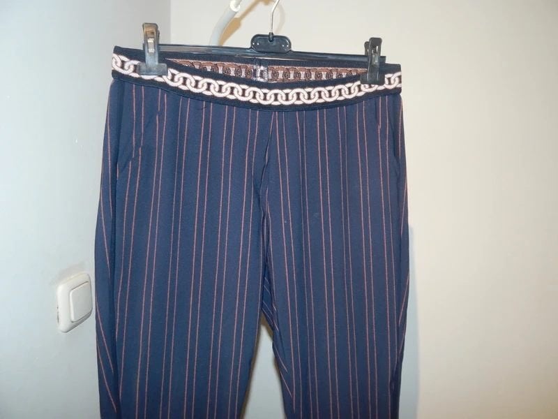 Studio Anneloes stretch broek elastische sierband L, Studio Anneloes, Maat 42/44 (L), Zo goed als nieuw, Lang