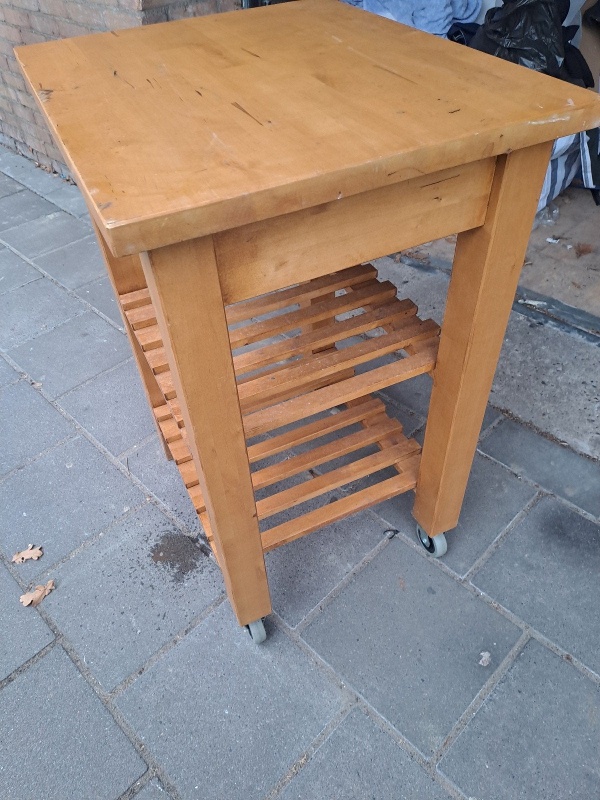 Houten keukentrolley / bijzettafel op wielen, Ophalen of Verzenden