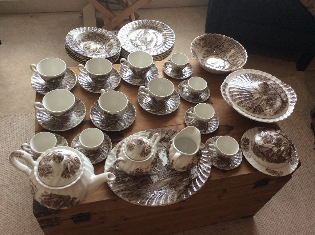 Johnson Brothers Watermill vintage 6 persoons servies set., Ophalen, Gebruikt, Vintage, Aardewerk
