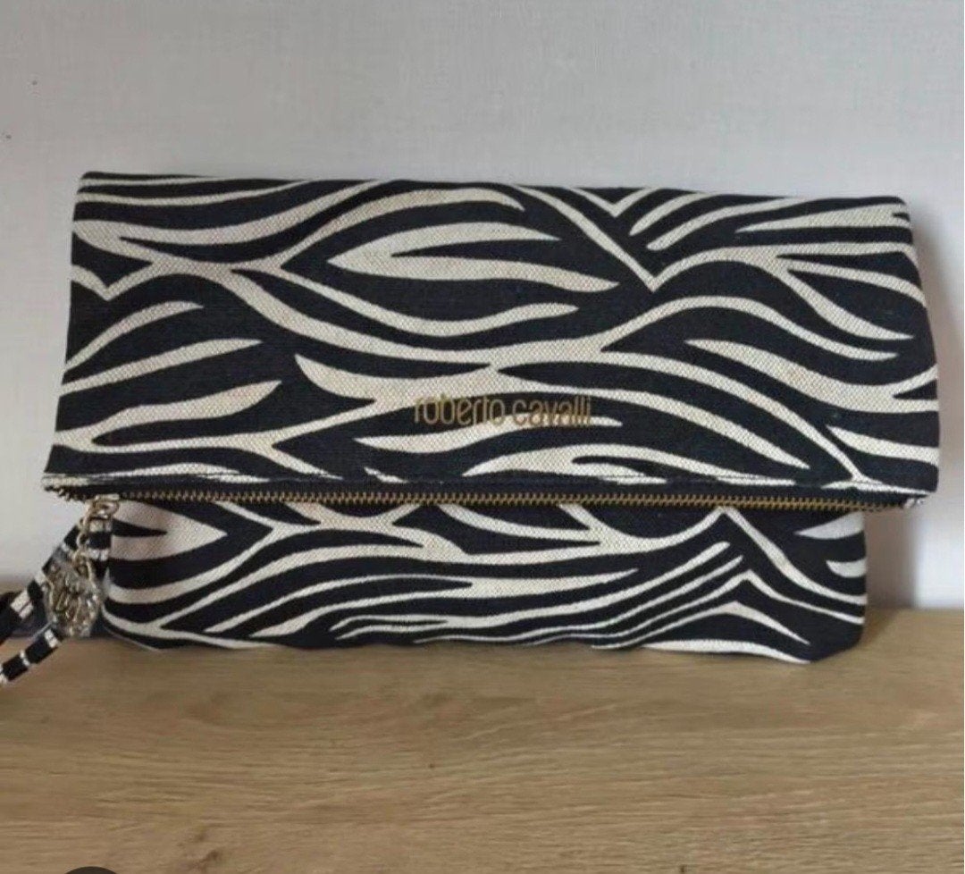 Roberto Cavalli Clutch Zebraprint - Nieuwstaat, Sieraden, Tassen en Uiterlijk, Ophalen, Nieuw, Zwart, Avondtasje