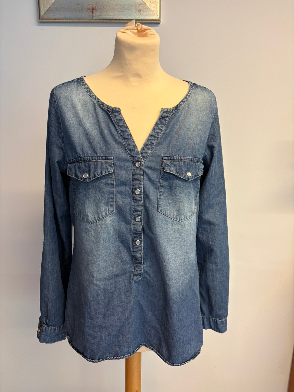 Spijkerblouse maat 38, Ophalen of Verzenden, Zo goed als nieuw, Maat 38/40 (M), Blauw