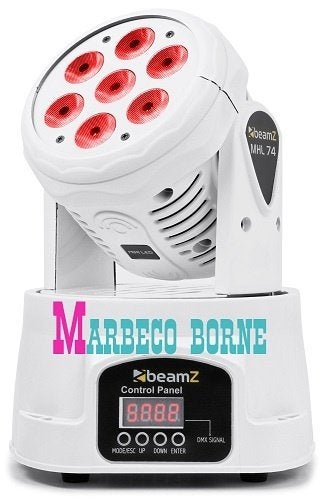 Moving head LED 12-Kanaals Wash 7x 10W RGBW, MHL74 WIT, Geluidgestuurd, Nieuw, Info@marbeco.nl, BeamZ