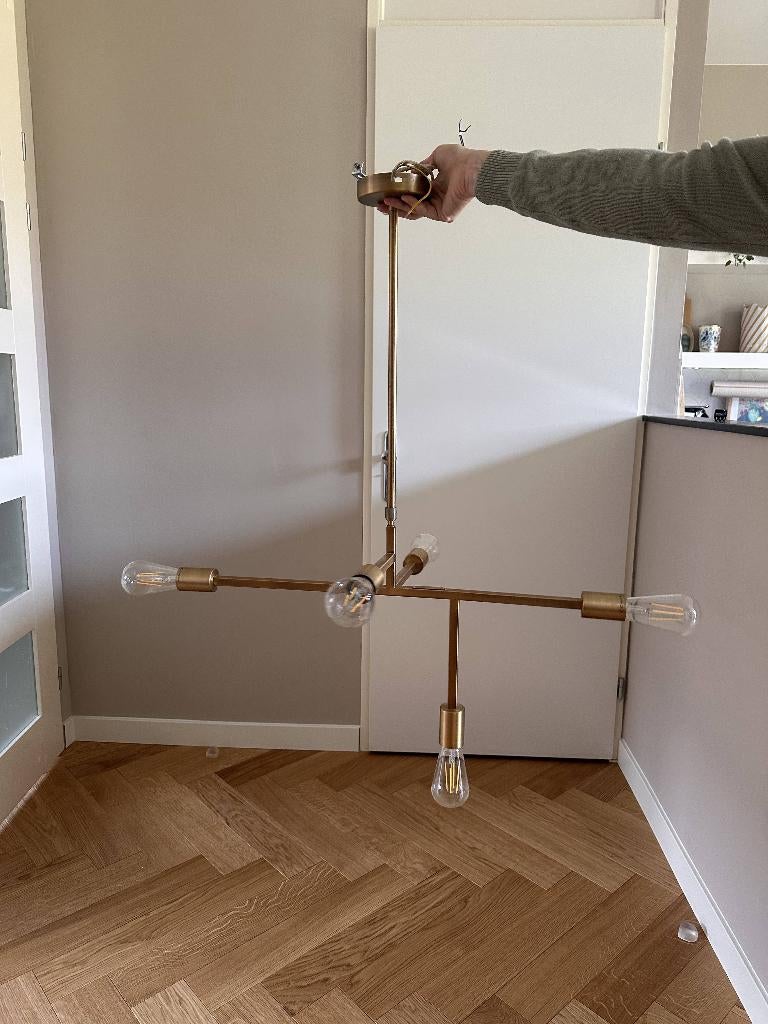 4 verschillende messing hanglampen, Ophalen, Zo goed als nieuw, Metaal, 75 cm of meer