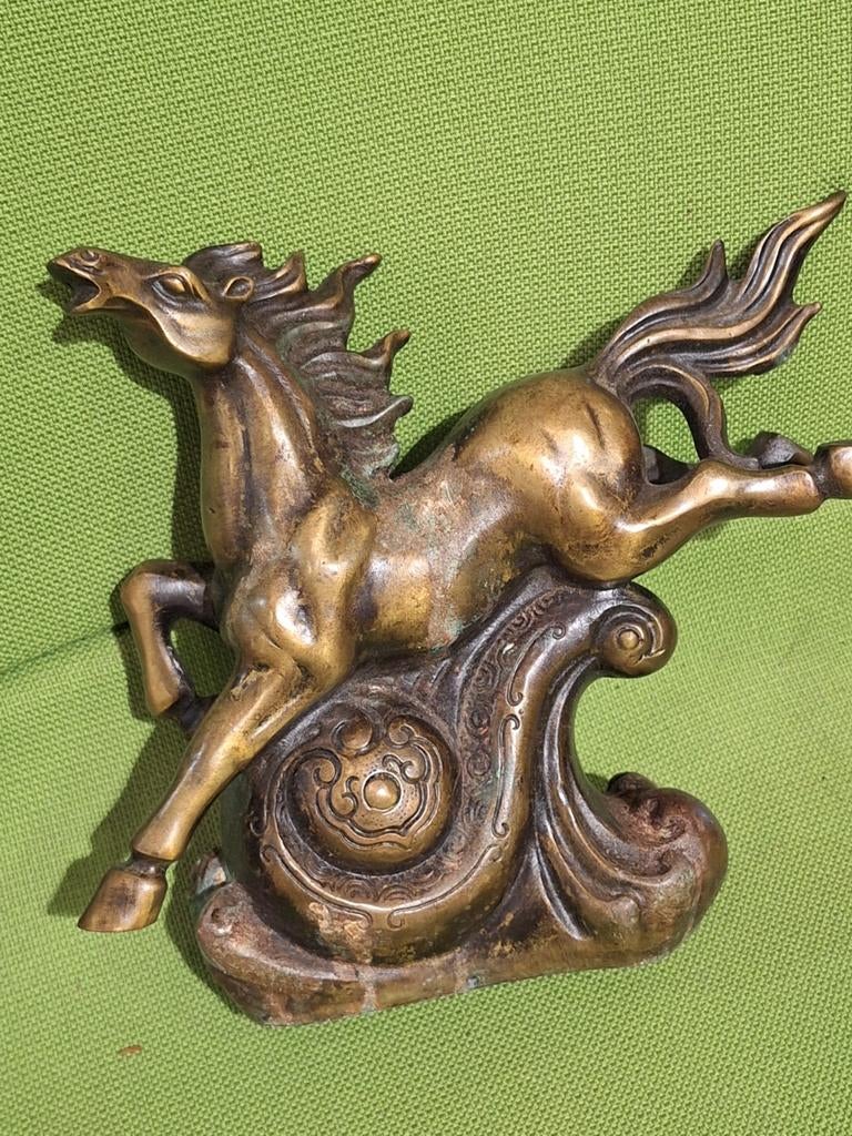 Prachtig Chinees  paard beeld - Gesigneerd, Antiek en Kunst, Kunst | Beelden en Houtsnijwerken, Ophalen of Verzenden