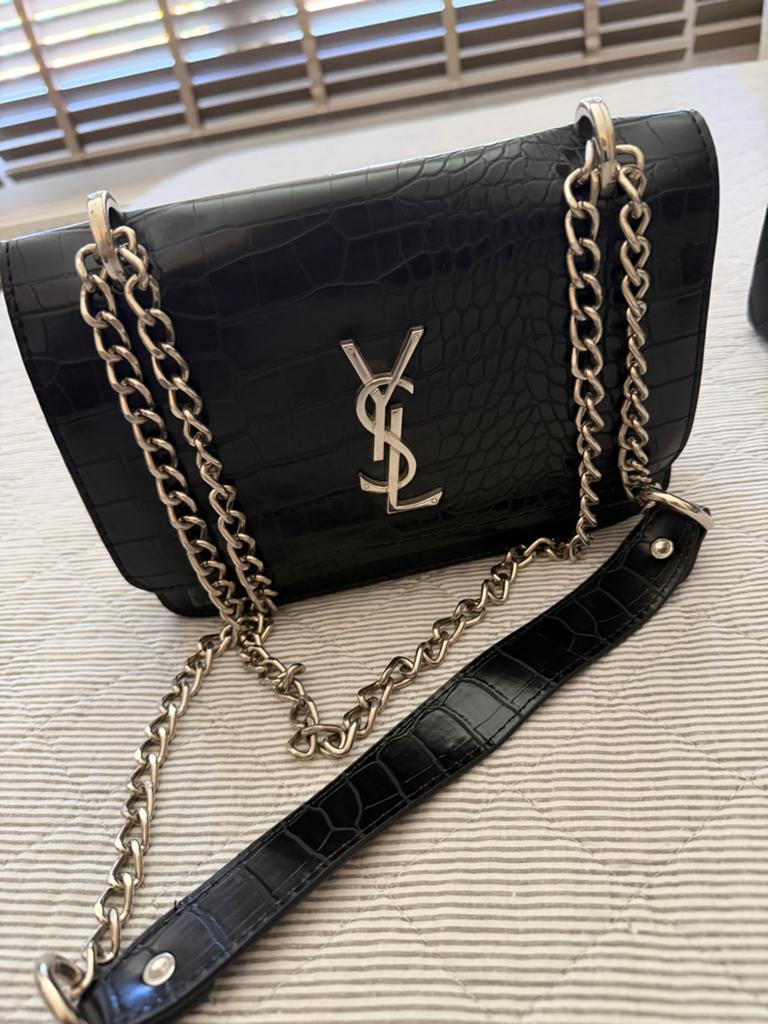 Zwarte YSL-stijl schoudertas met ketting, Ophalen of Verzenden, Nieuw, Zwart, Schoudertasje