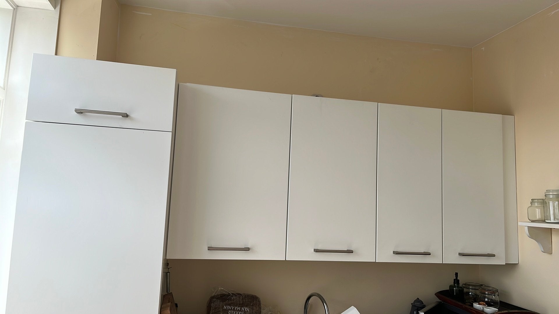 Strakke witte keuken, Ophalen, Gebruikt, Wit, Hoekkeuken