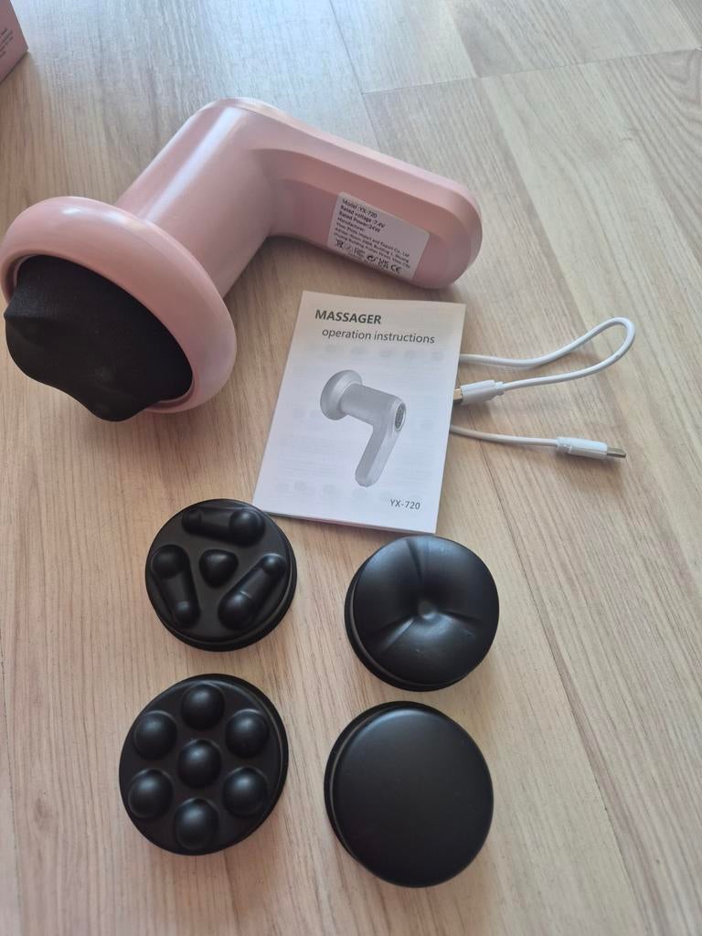 Elektrische massager YX-720 met 4 opzetstukken in doos, Ophalen of Verzenden, Zo goed als nieuw, Apparaat