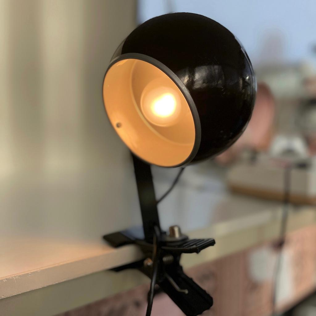 Scandinavisch vintage LAMP eyeball klemspot bruin metaal MCM, Ophalen of Verzenden, Gebruikt, Metaal of Aluminium, Scandinavisch vintage Mid Century Modern design Danisch retro