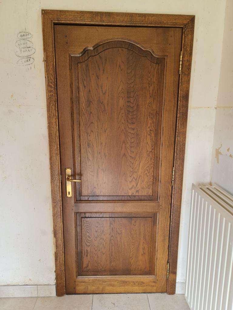 Eiken binnendeuren: 3x standaard, 1x dubbel met glas, Ophalen, Gebruikt, 80 tot 100 cm, Binnendeur