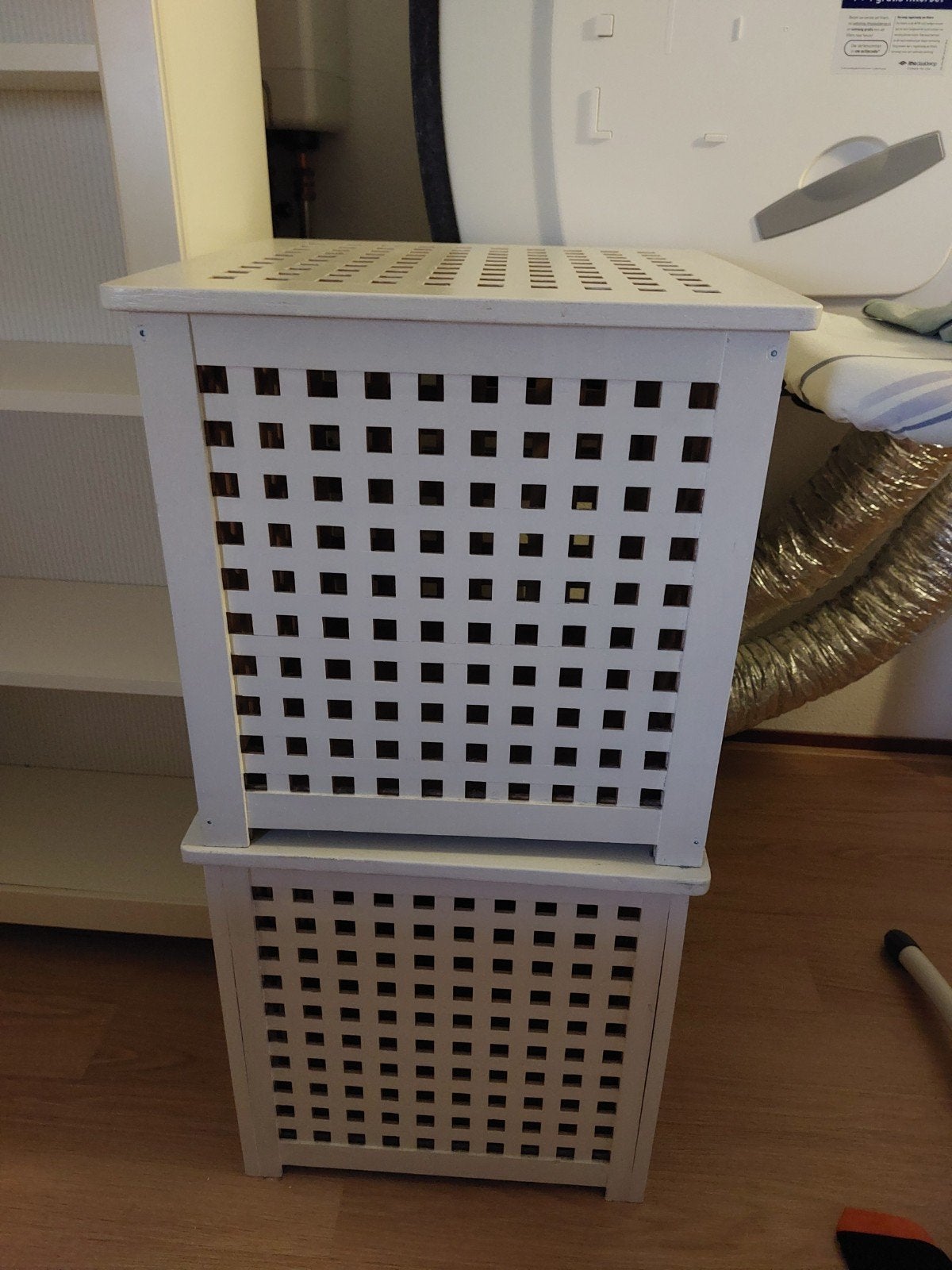 Witte wasmand/opbergmand met deksel, Ophalen, Gebruikt