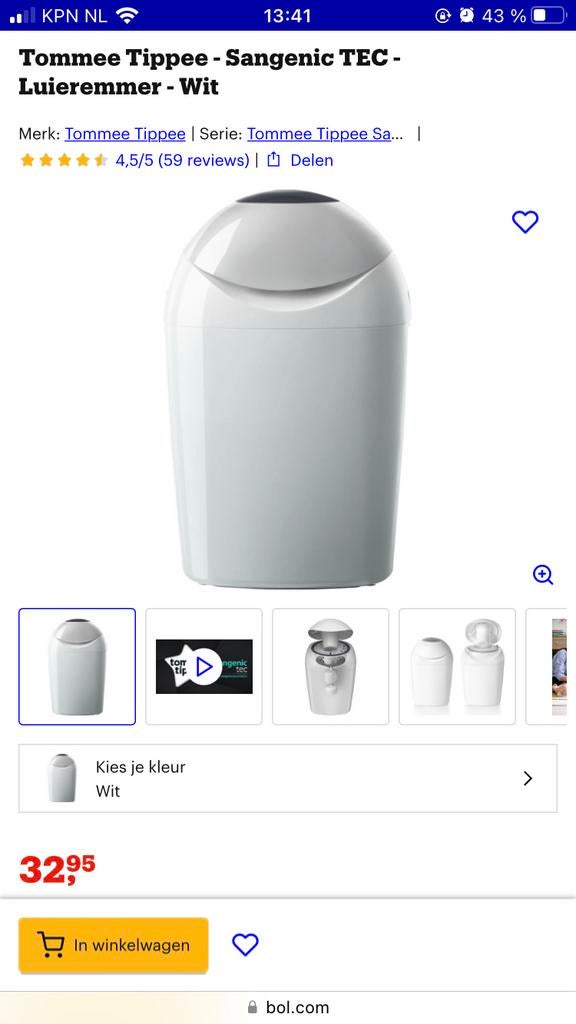 Luieremmer diaper trash can tommee tippi, Kinderen en Baby's, Badjes en Verzorging, Ophalen, Gebruikt, Luieremmer, Overige merken