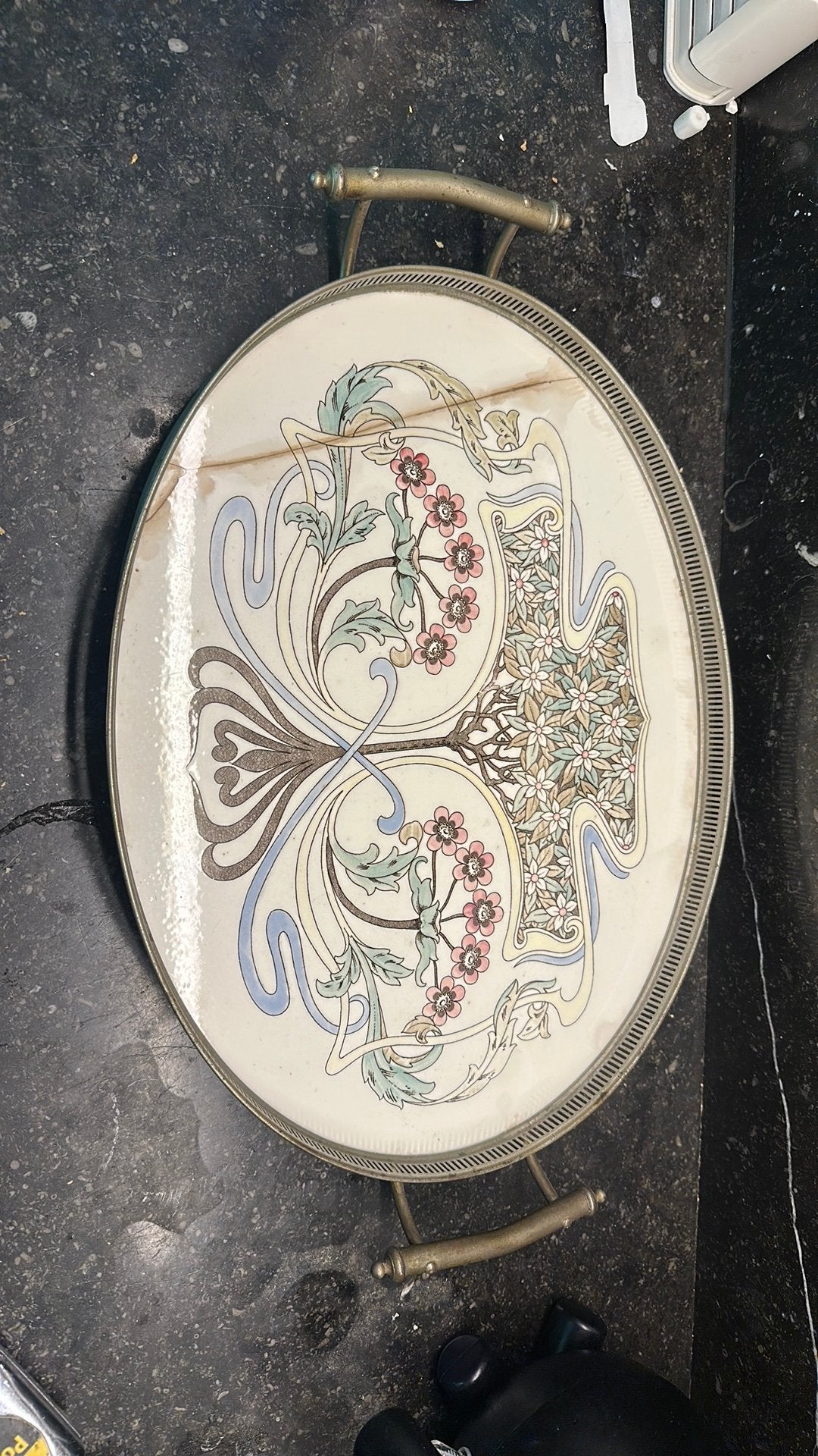 Jugendstil dienblad met barst, Ophalen of Verzenden