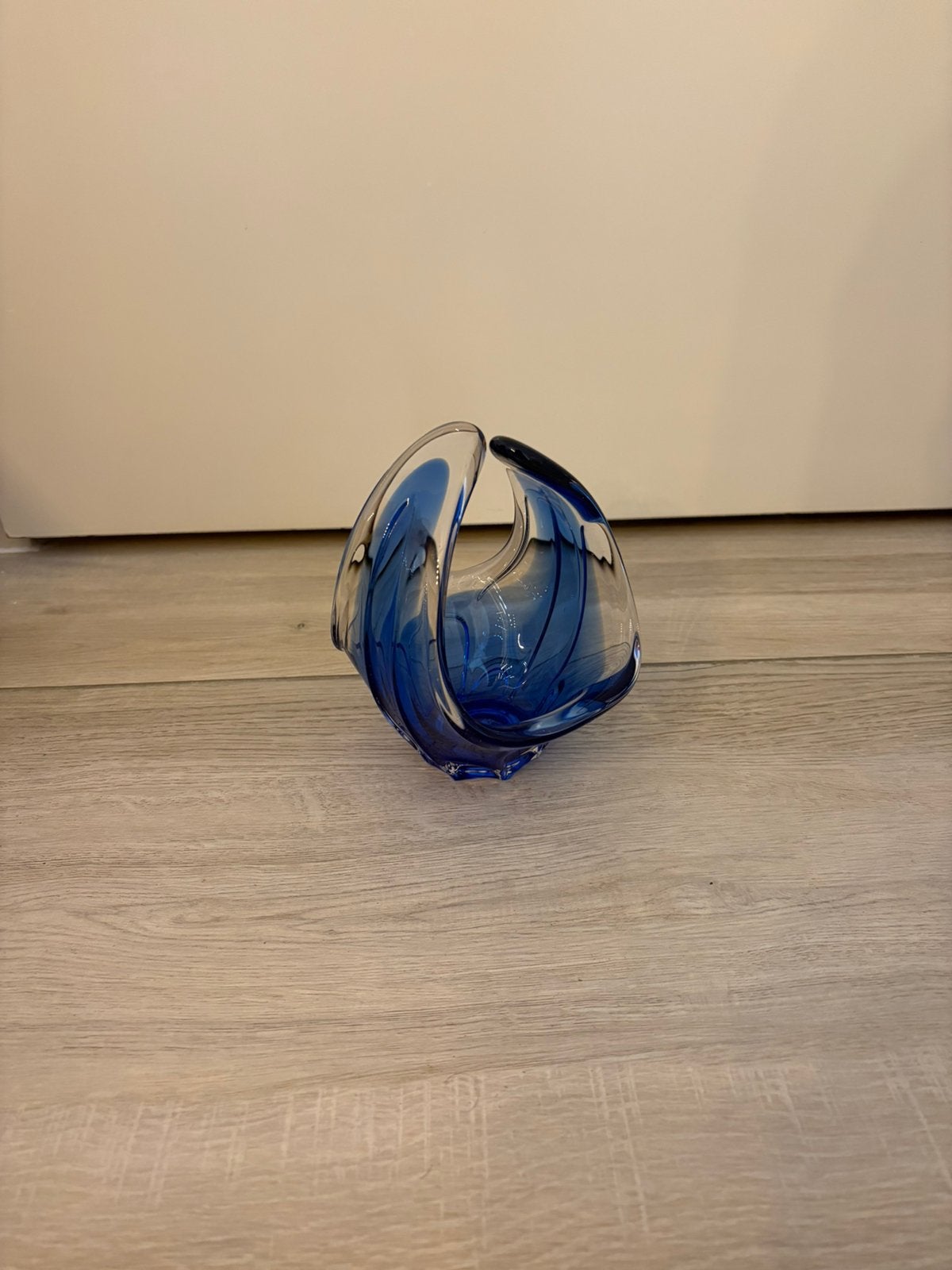 Blauw mandje glas (Murano stijl), Ophalen of Verzenden
