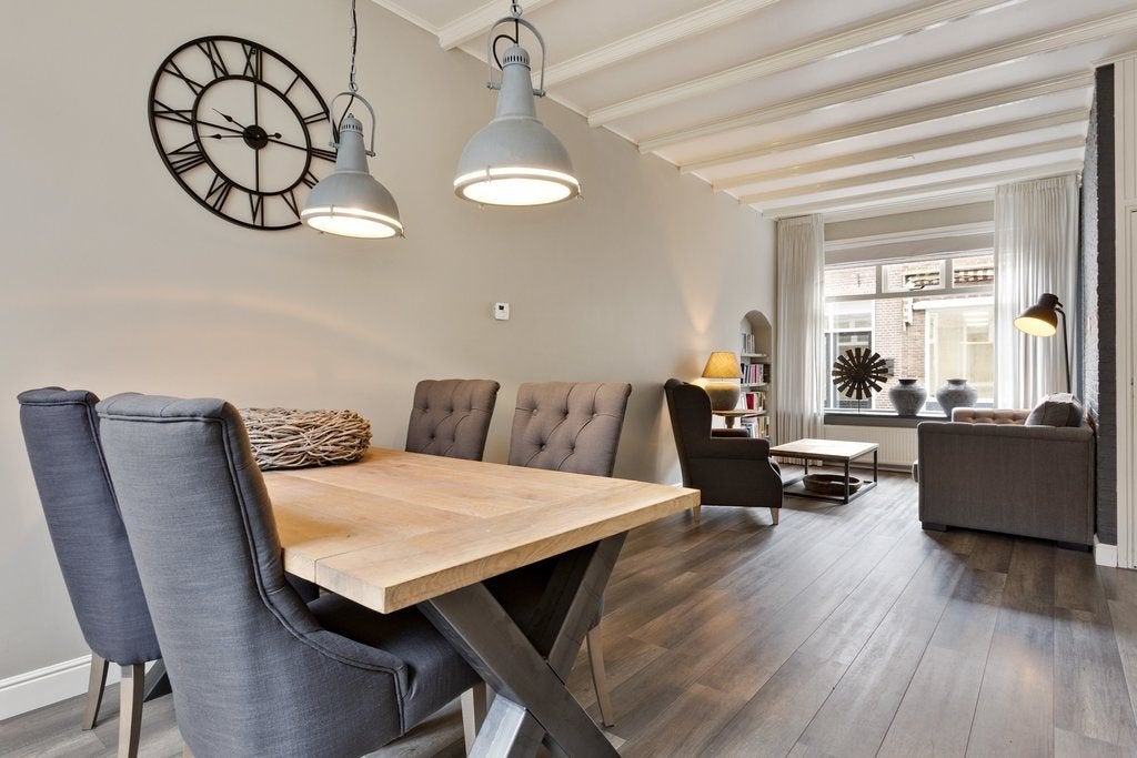Eetkamertafel robuust landelijk, Ophalen, 50 tot 100 cm, Zo goed als nieuw, 150 tot 200 cm