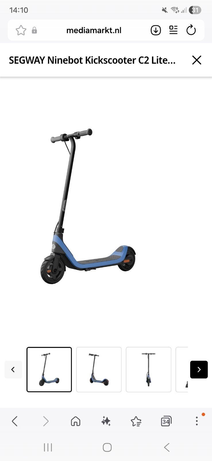 segway ninebot kickscooter c2 kinder step weinig gebruikt, Fietsen en Brommers, Ophalen, Zo goed als nieuw, Elektrische step (E-scooter)