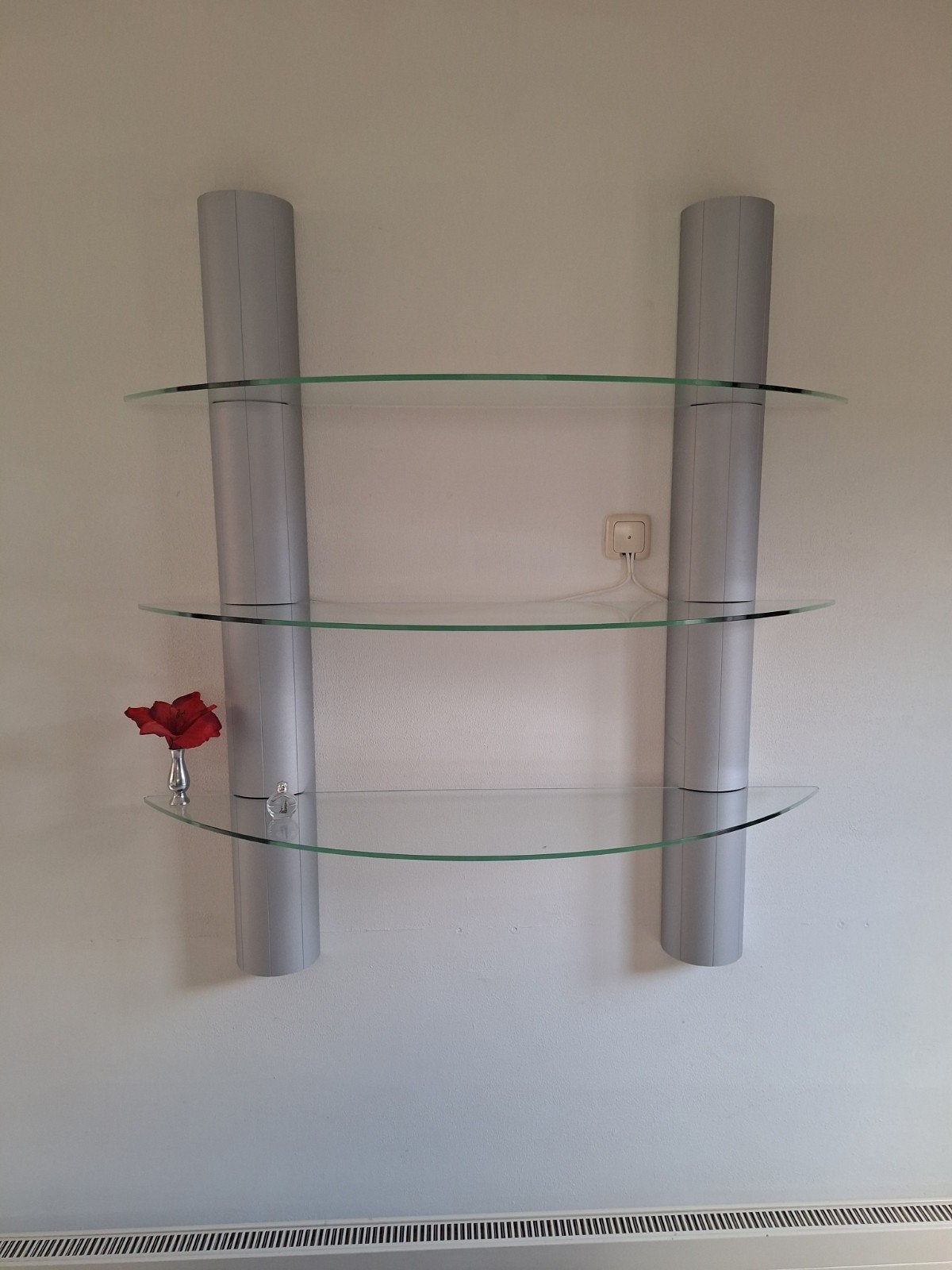Hangend wandmeubel met glazen planken en verlichting, Ophalen, Gebruikt