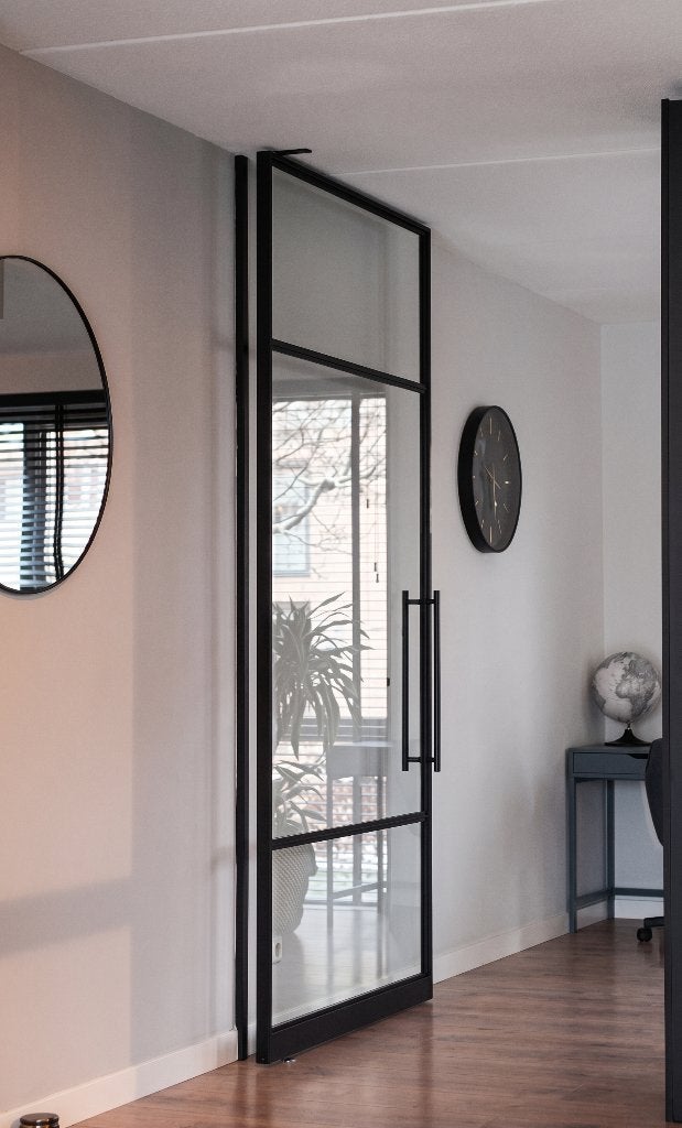 Taatsdeur zwart, Doe-het-zelf en Verbouw, Ophalen, Binnendeur, Zo goed als nieuw, Glas