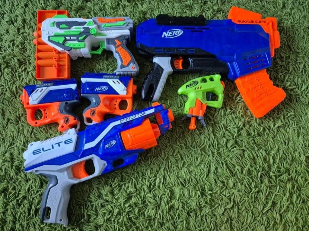 Nerf pistolen set - 5 Nerf blasters en 1 ander merk, Ophalen of Verzenden, Gebruikt