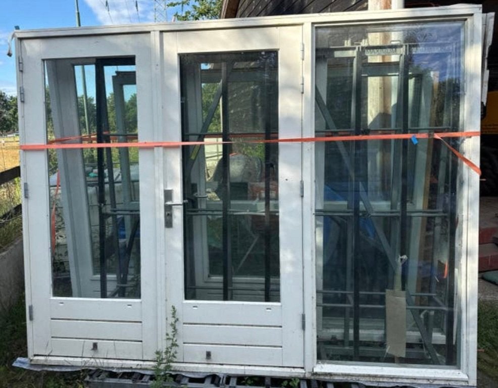 Tuindeuren openslaande deuren + kozijn + raamkozijn izgs, Ophalen, Zo goed als nieuw, Hout, Deurkozijn