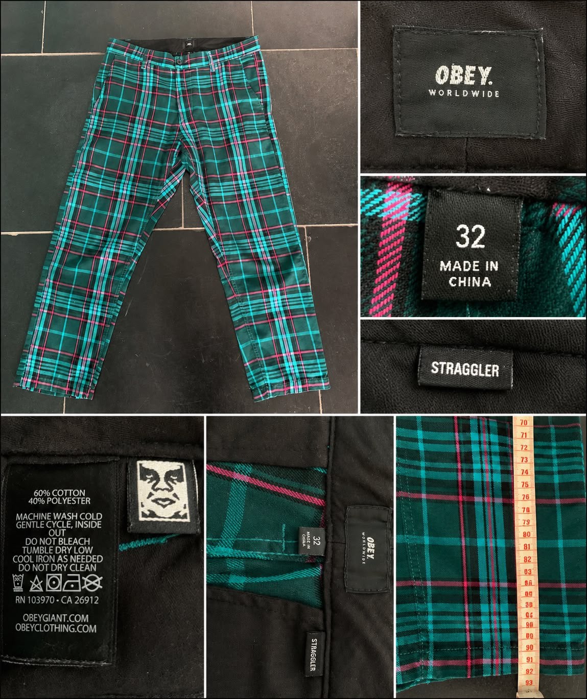Obey lange geruite broek, Ophalen of Verzenden, Zo goed als nieuw, Overige maten, Blauw