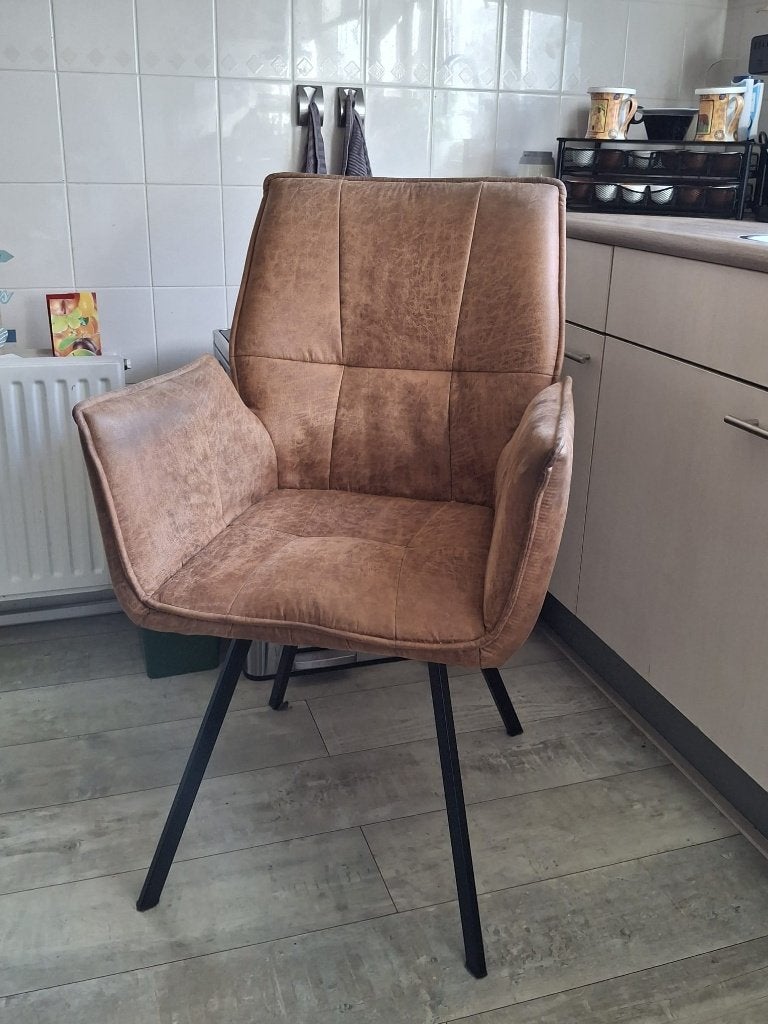 4 eetkamerstoelen, cognackleurig, Ophalen, Gebruikt, Overige kleuren, Vier