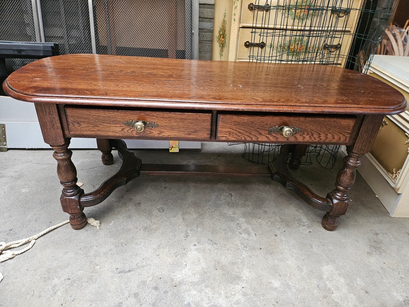 Antieke eikenhouten salontafel met lades, Antiek en Kunst, Ophalen