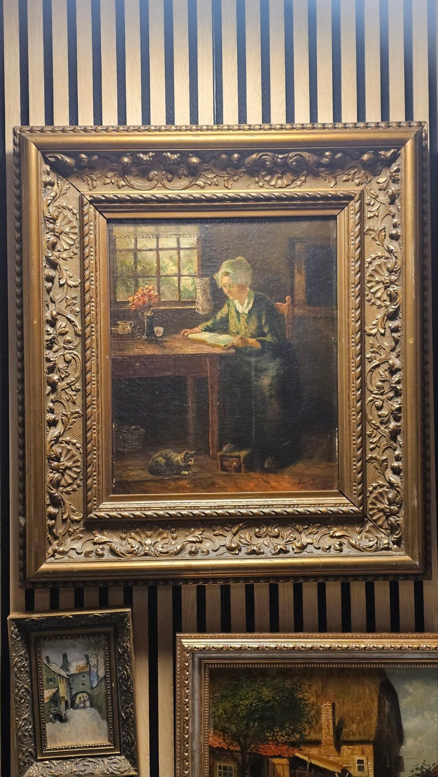 Jozef Israëls - Interieur met lezende vrouw en kat (ftm), Ophalen