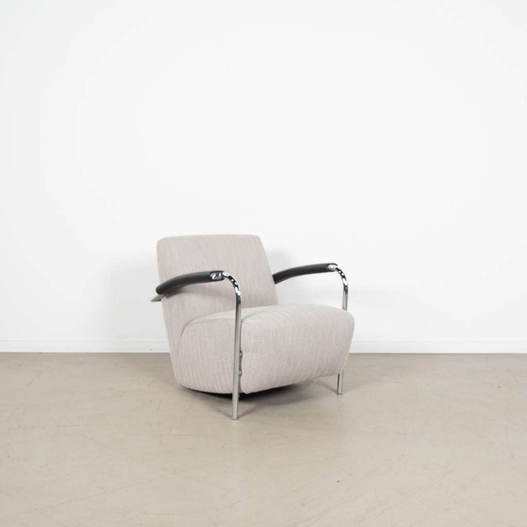 2x Leolux Scylla Fauteuil Laag Lichtgrijs Stof