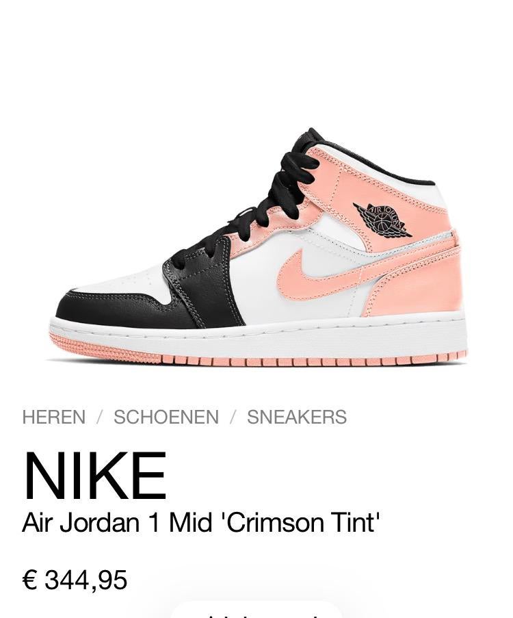 Air Jordan 1 mid, Kleding | Dames, Schoenen, Ophalen of Verzenden, Zo goed als nieuw, Overige kleuren