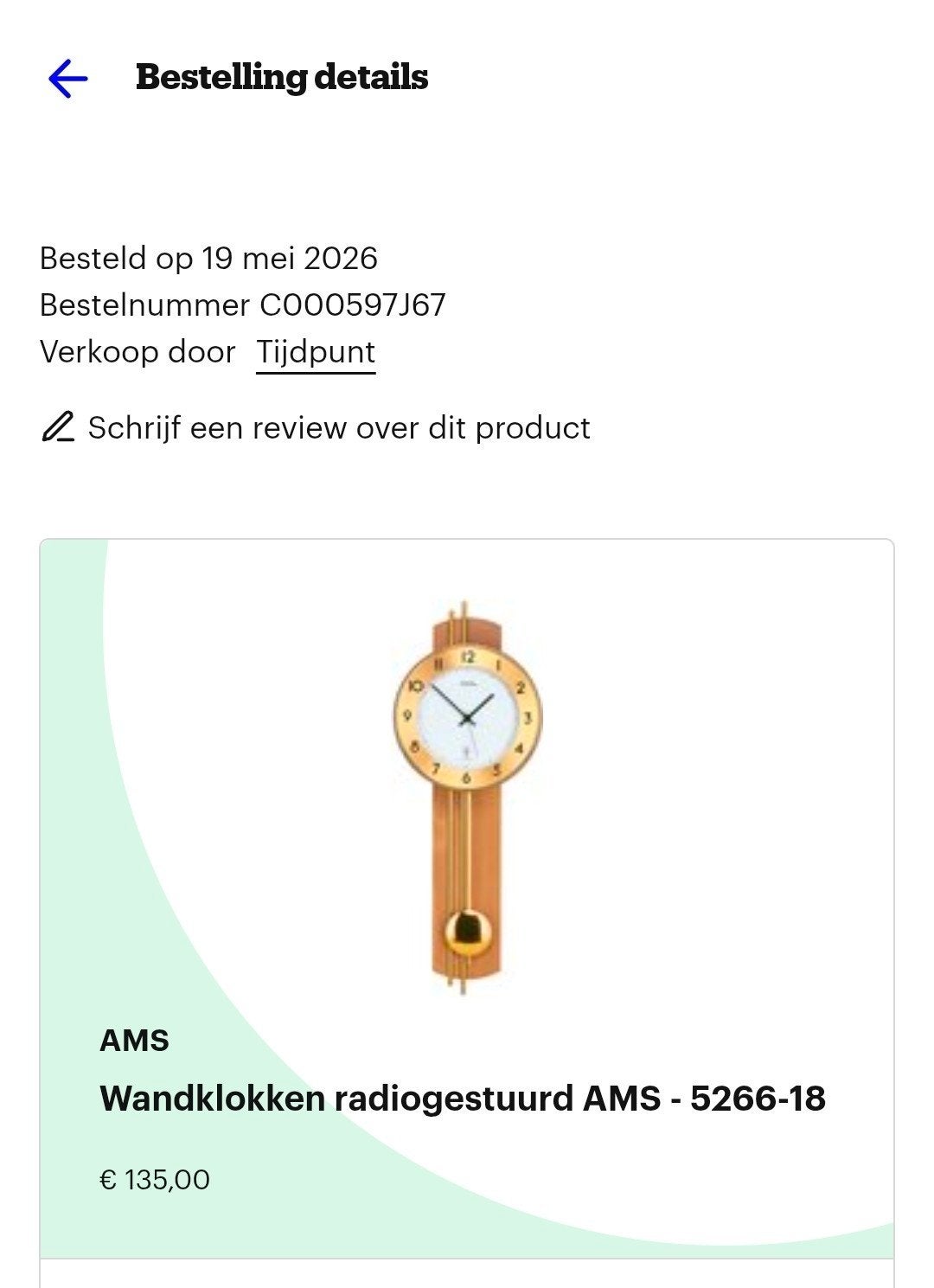 Nog Nieuwe  wandklok, Ophalen of Verzenden