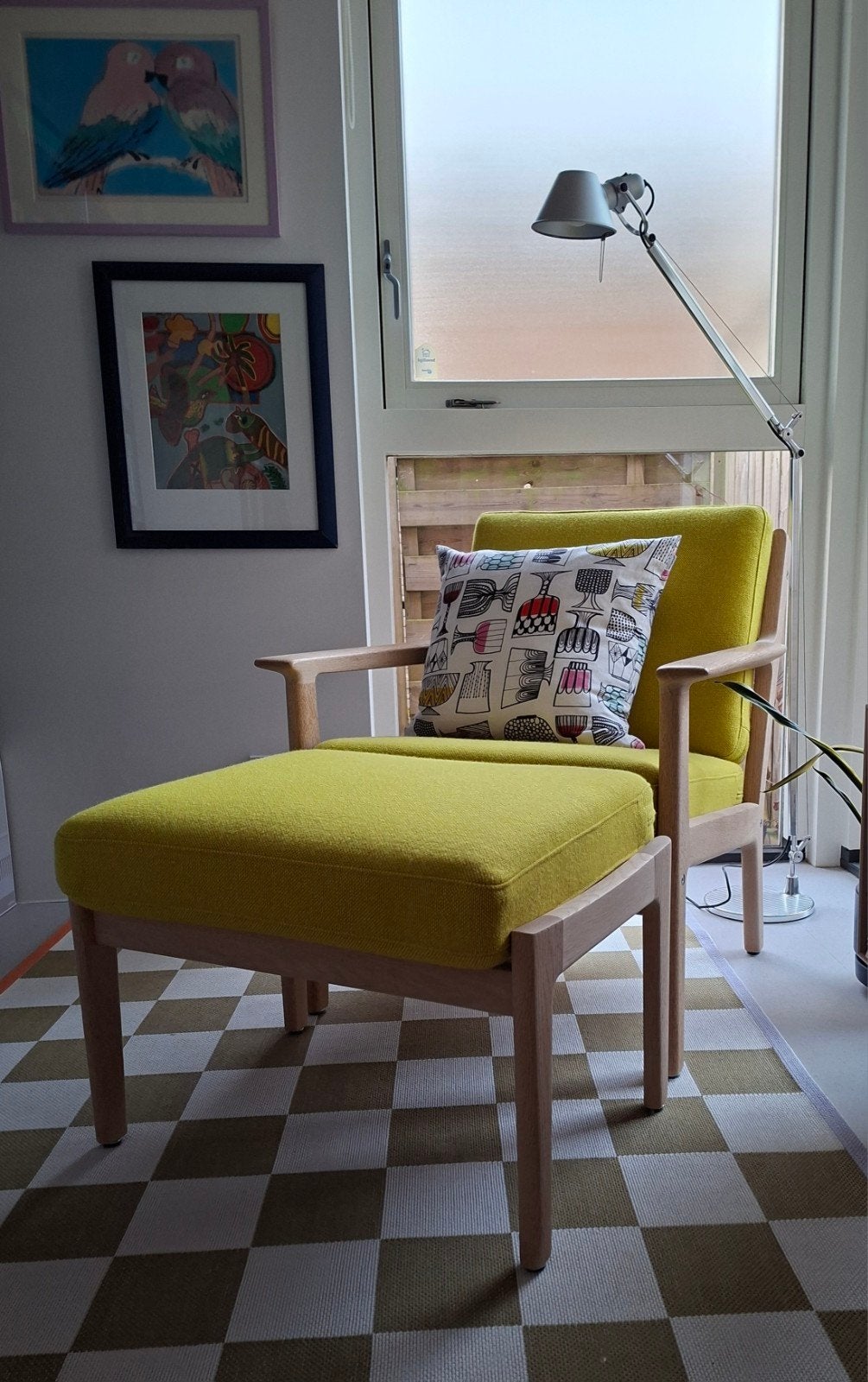 Hans Wegner GE265 fauteuil met voetenbank Deens design, Huis en Inrichting, Stoelen, Ophalen, Overige kleuren, Zo goed als nieuw