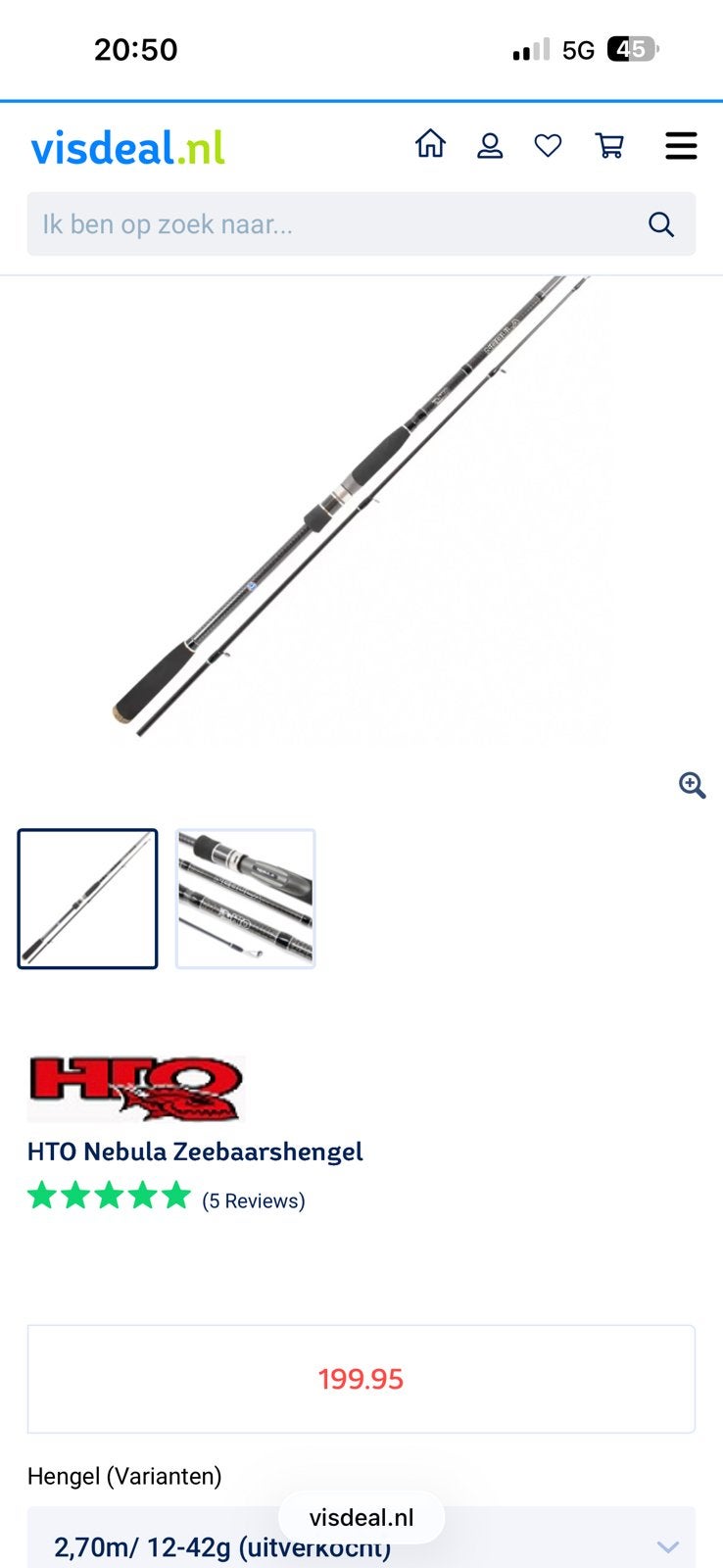 HTO Nebula 12-42GR zeebaars/snoekbaars hengel, Ophalen of Verzenden, Zo goed als nieuw