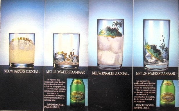 4 vintage advertenties reclames Paradisi cocktail 1981, Ophalen of Verzenden, Gebruikt, Overige typen