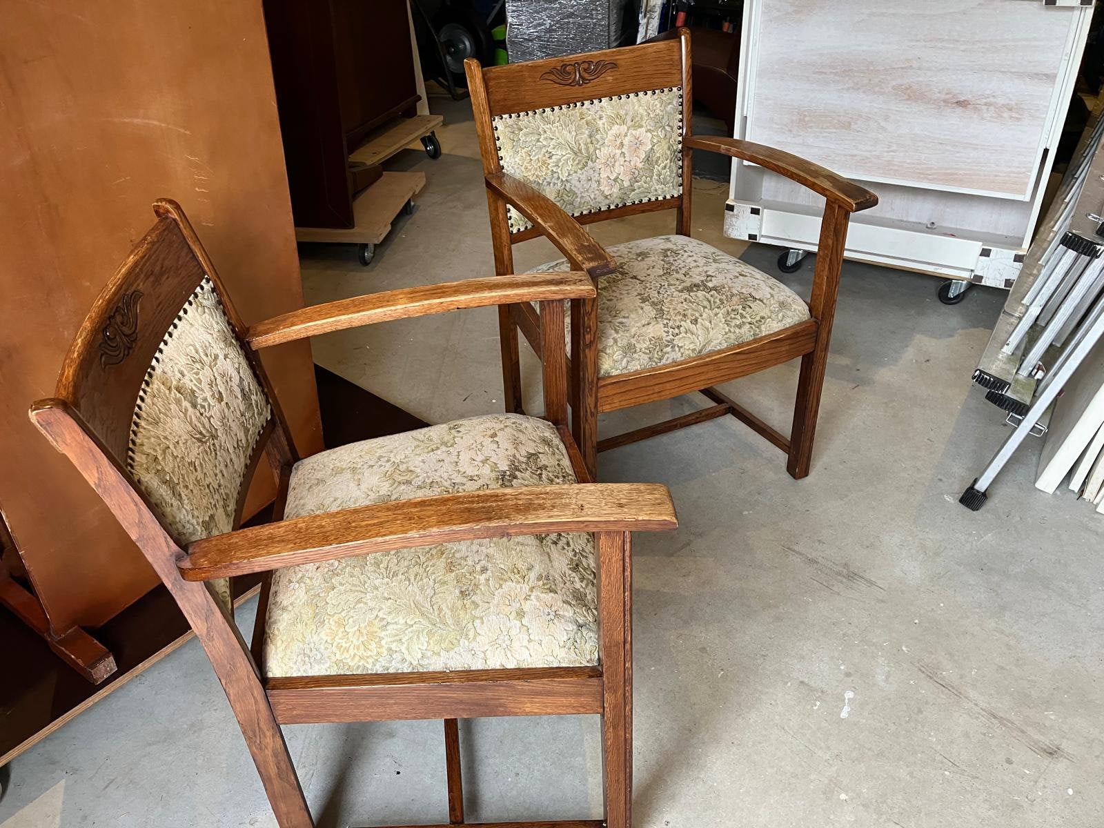 2 antieke armleuning stoelen, Ophalen, Hout, Gebruikt, Twee