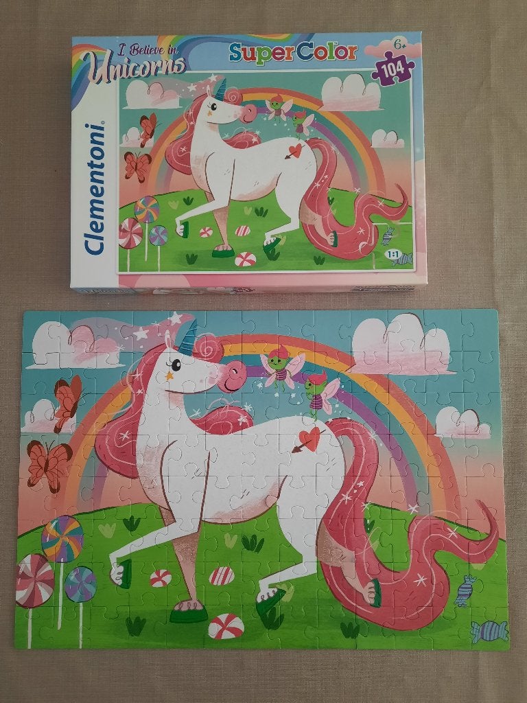 Unicorn puzzel 104 stukjes, Ophalen of Verzenden, Meer dan 50 stukjes, Zo goed als nieuw, 6 jaar of ouder