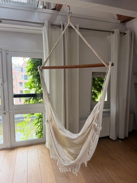 hangstoel, Huis en Inrichting, Stoelen, Ophalen of Verzenden, Zo goed als nieuw, Wit, Eén